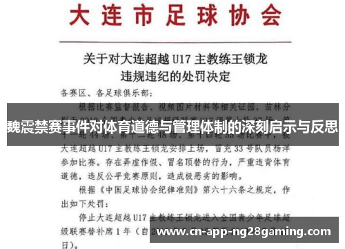 魏震禁赛事件对体育道德与管理体制的深刻启示与反思